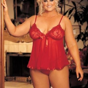 Nattlinne / Babydoll, röd, 4XL, 5XL, 185 kr