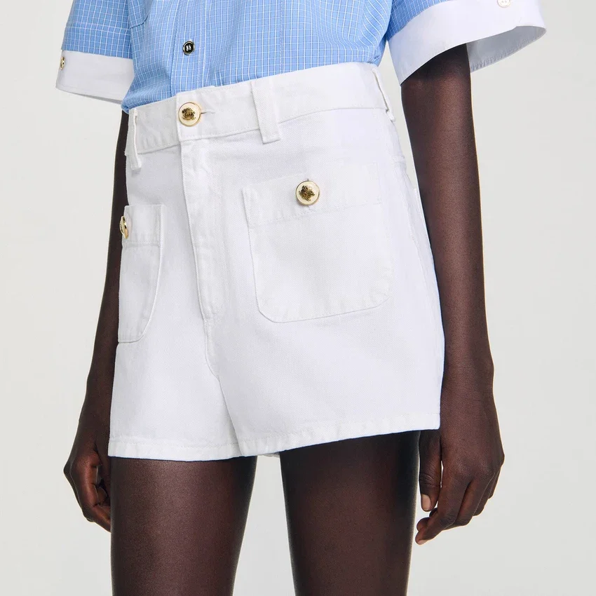 Jeansshorts med hög midja - Bild 4