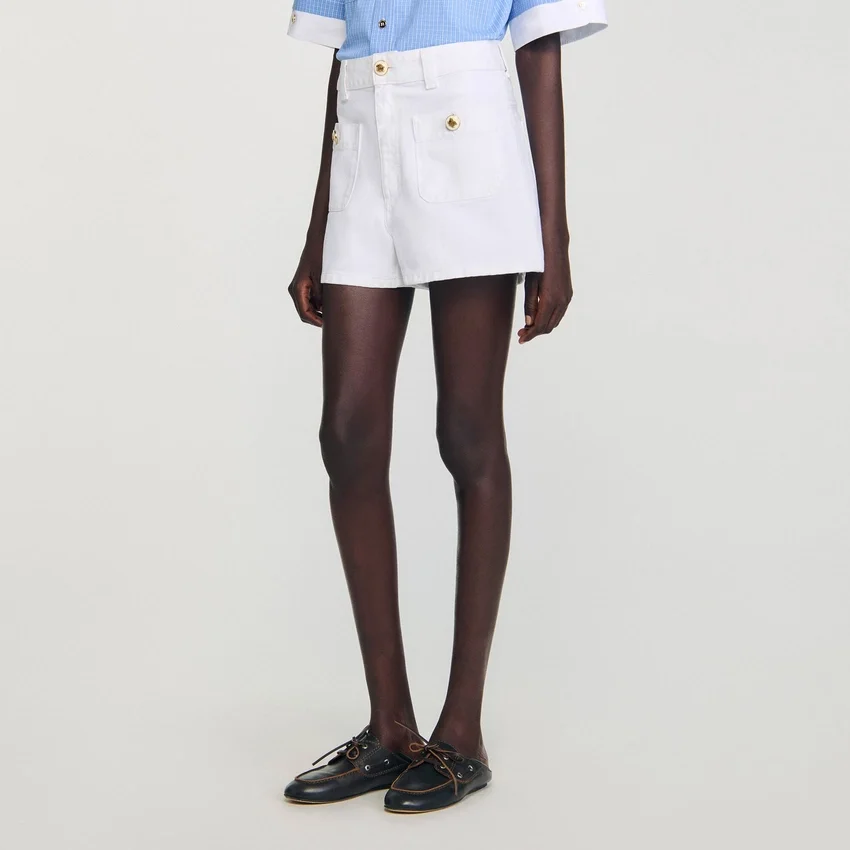 Jeansshorts med hög midja - Bild 5