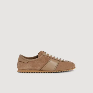 Låga sneakers i läder och mocka
